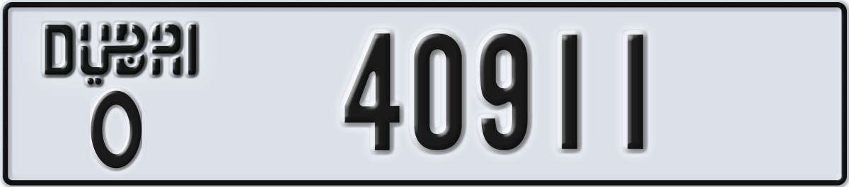 dubai License Plate Number 40911 Code O