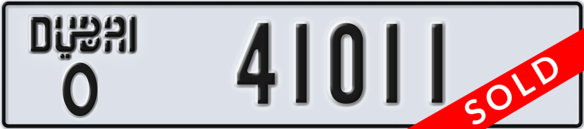 dubai License Plate Number 41011 Code O
