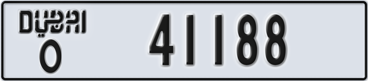 dubai License Plate Number 41188 Code O