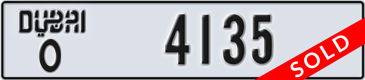 dubai License Plate Number 4135 Code O