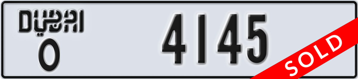 dubai License Plate Number 4145 Code O