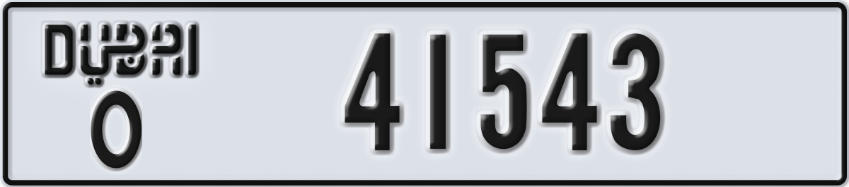 dubai License Plate Number 41543 Code O