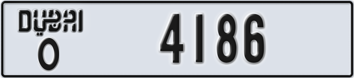 dubai License Plate Number 4186 Code O