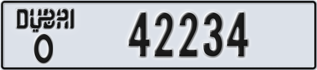 dubai License Plate Number 42234 Code O