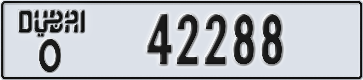 dubai License Plate Number 42288 Code O