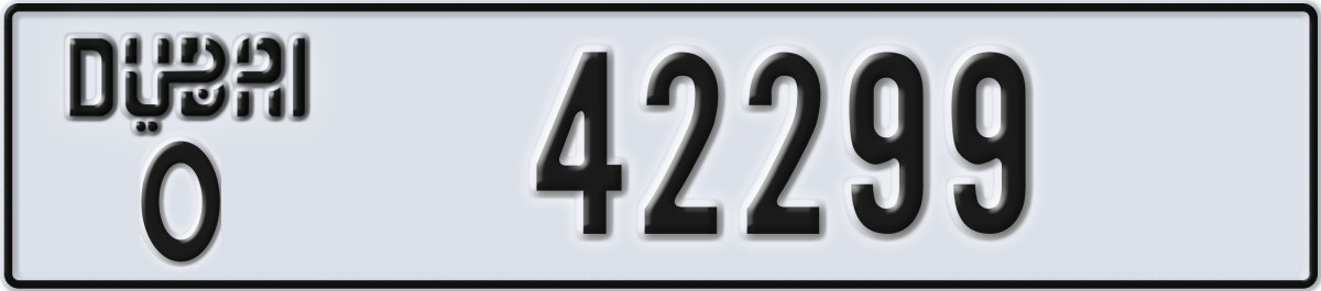 dubai License Plate Number 42299 Code O