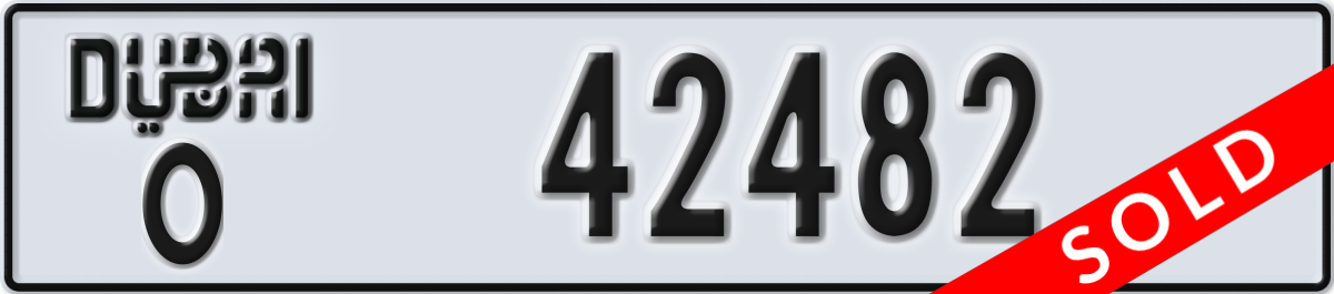 dubai License Plate Number 42482 Code O