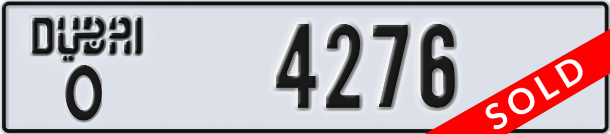 dubai License Plate Number 4276 Code O