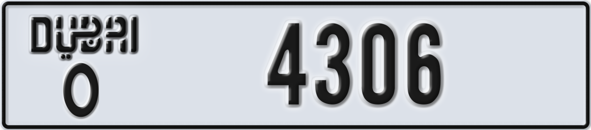 dubai License Plate Number 4306 Code O