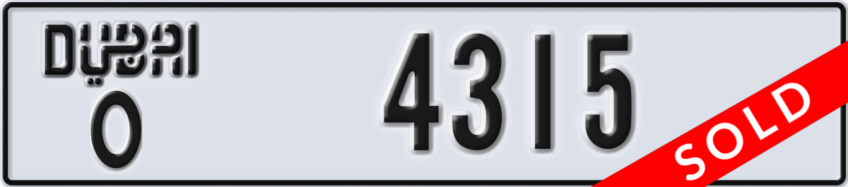 dubai License Plate Number 4315 Code O
