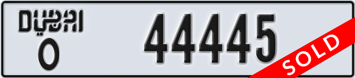 dubai License Plate Number 44445 Code O