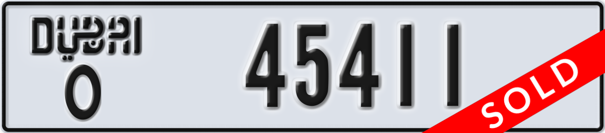 dubai License Plate Number 45411 Code O