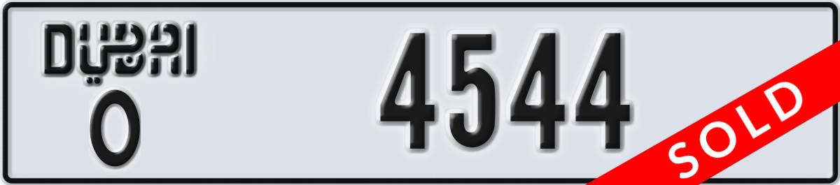 dubai License Plate Number 4544 Code O
