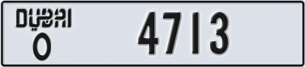 dubai License Plate Number 4713 Code O