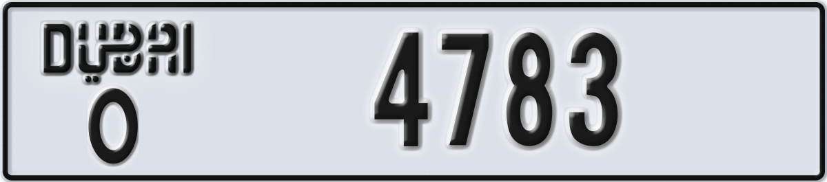 dubai License Plate Number 4783 Code O