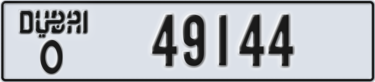 dubai License Plate Number 49144 Code O
