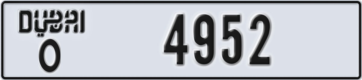 dubai License Plate Number 4952 Code O