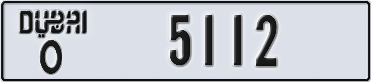 dubai License Plate Number 5112 Code O