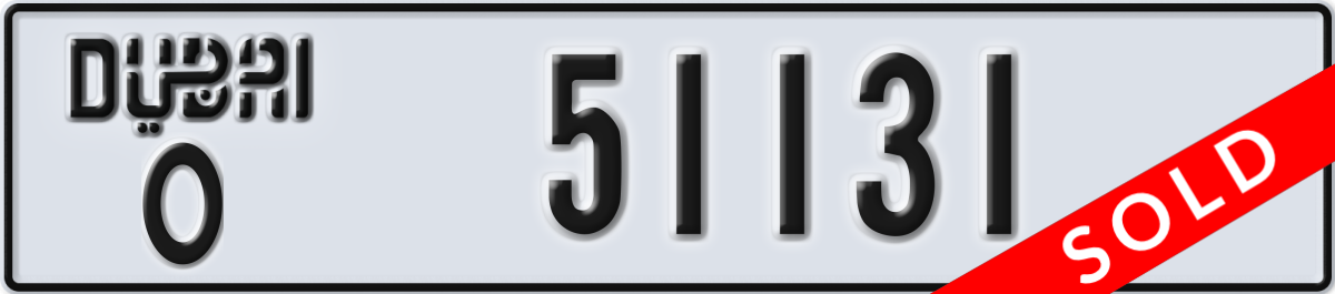 dubai License Plate Number 51131 Code O
