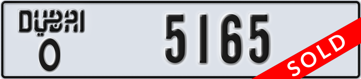 dubai License Plate Number 5165 Code O