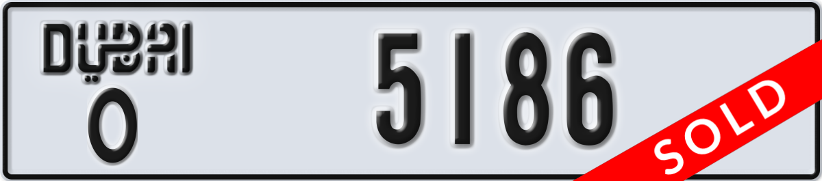 dubai License Plate Number 5186 Code O