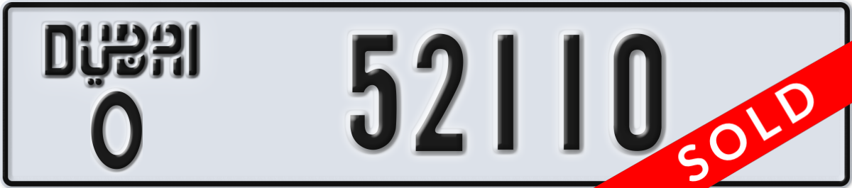 dubai License Plate Number 52110 Code O