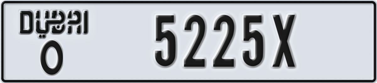 dubai License Plate Number 5225X Code O