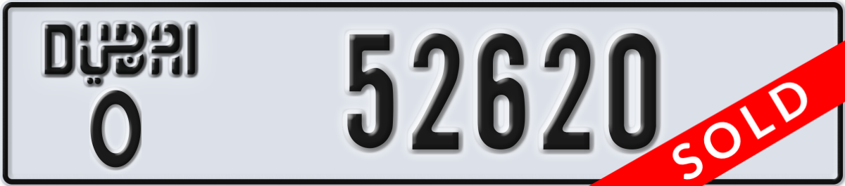 dubai License Plate Number 52620 Code O