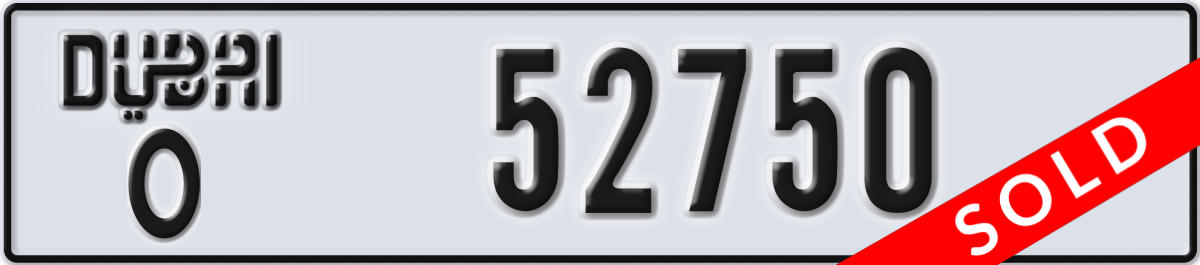 dubai License Plate Number 52750 Code O