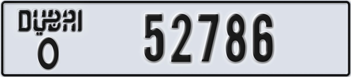 dubai License Plate Number 52786 Code O