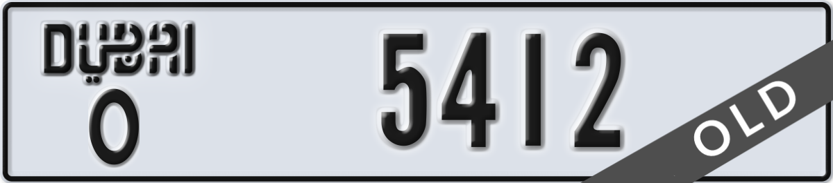 dubai License Plate Number 5412 Code O