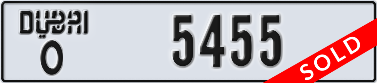 dubai License Plate Number 5455 Code O