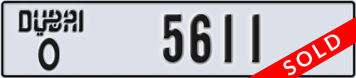 dubai License Plate Number 5611 Code O
