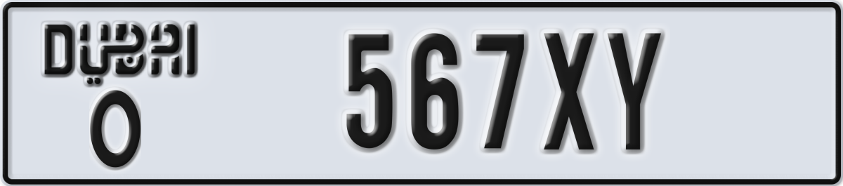 dubai License Plate Number 567XY Code O