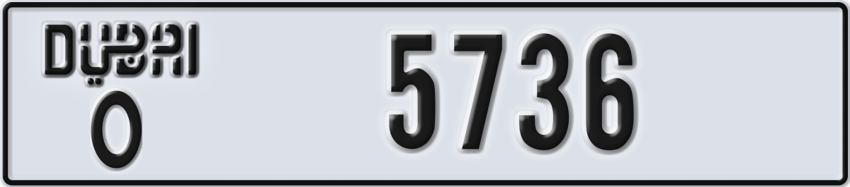 dubai License Plate Number 5736 Code O