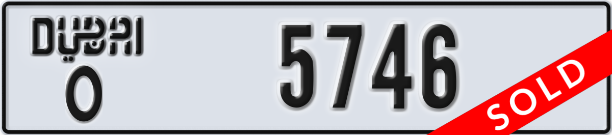 dubai License Plate Number 5746 Code O