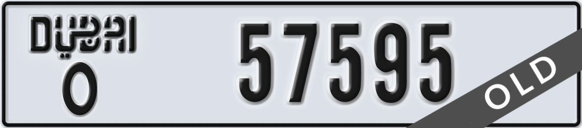dubai License Plate Number 57595 Code O