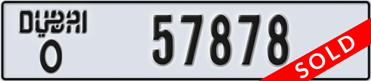 dubai License Plate Number 57878 Code O