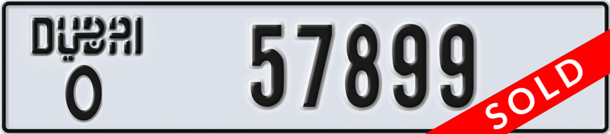 dubai License Plate Number 57899 Code O
