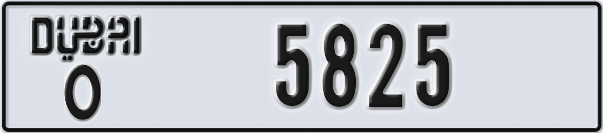 dubai License Plate Number 5825 Code O