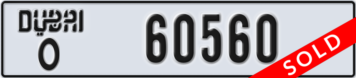 dubai License Plate Number 60560 Code O