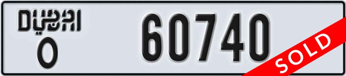 dubai License Plate Number 60740 Code O