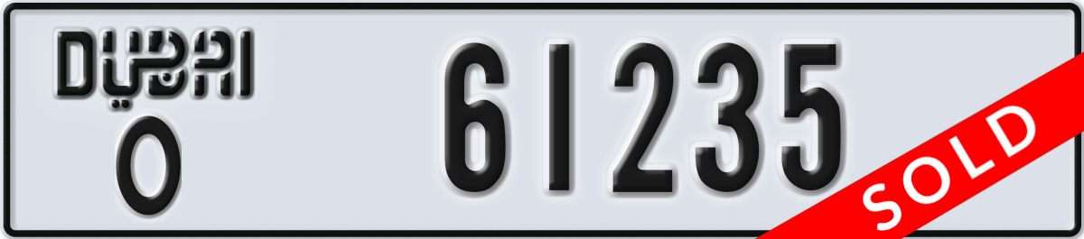dubai License Plate Number 61235 Code O