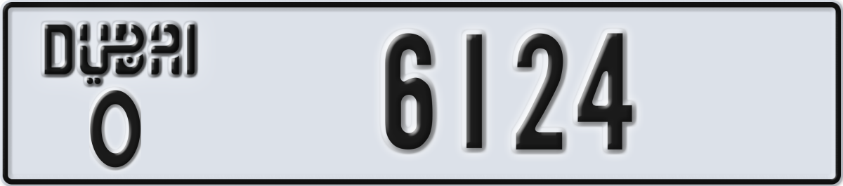 dubai License Plate Number 6124 Code O