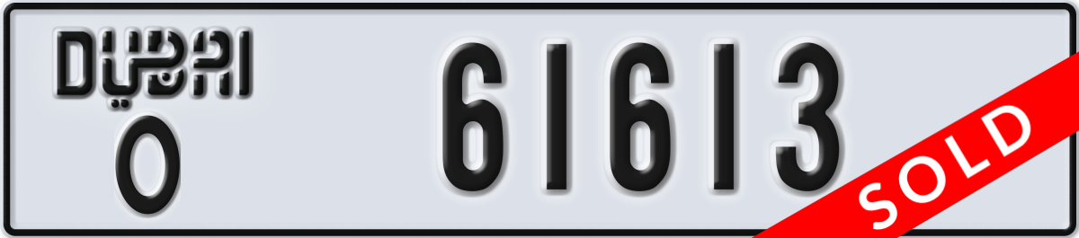 dubai License Plate Number 61613 Code O