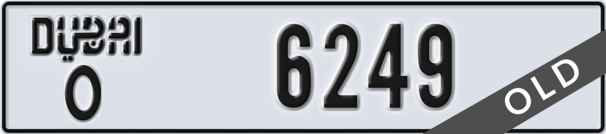 dubai License Plate Number 6249 Code O