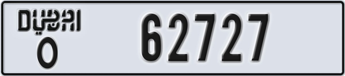 dubai License Plate Number 62727 Code O