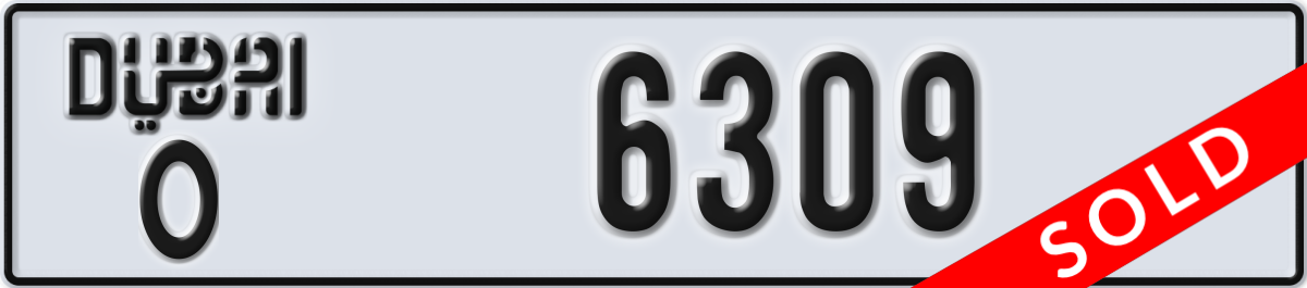 dubai License Plate Number 6309 Code O