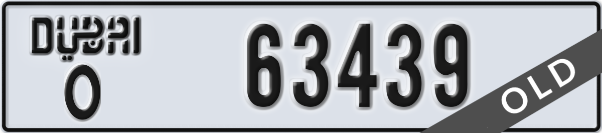 dubai License Plate Number 63439 Code O