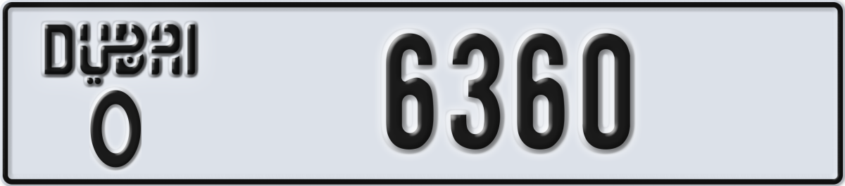 dubai License Plate Number 6360 Code O